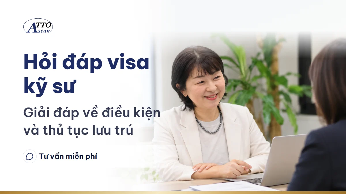Hỏi đáp visa kỹ sư Nhật: điều kiện, chuyển việc, làm thêm — nhân viên tư vấn ATTO trao đổi với khách tại văn phòng